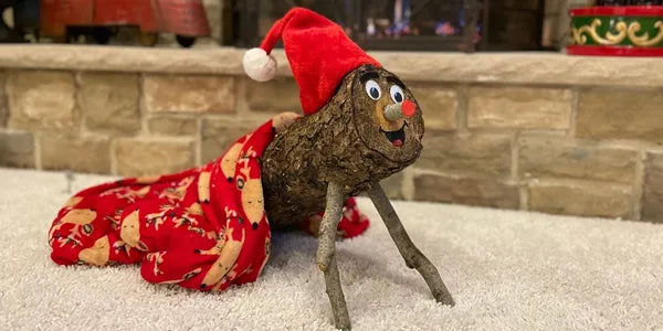 Christmas Poop Log by the fireplace